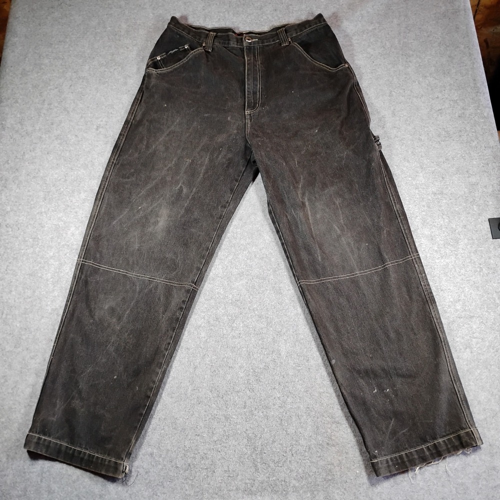 Karl‎ Kani Mens Faded Black Carpenter Jeans 36x32 Baggy Streetwear Vintage 90s